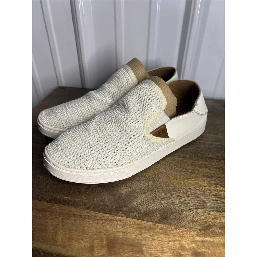 Olukai Pehuea Women's Size 8.5 US Slip On Sneaker Mesh White Casual EUC